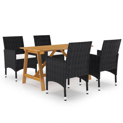 Set Mobili da Pranzo per Giardino 5 pz Nero - homemem39