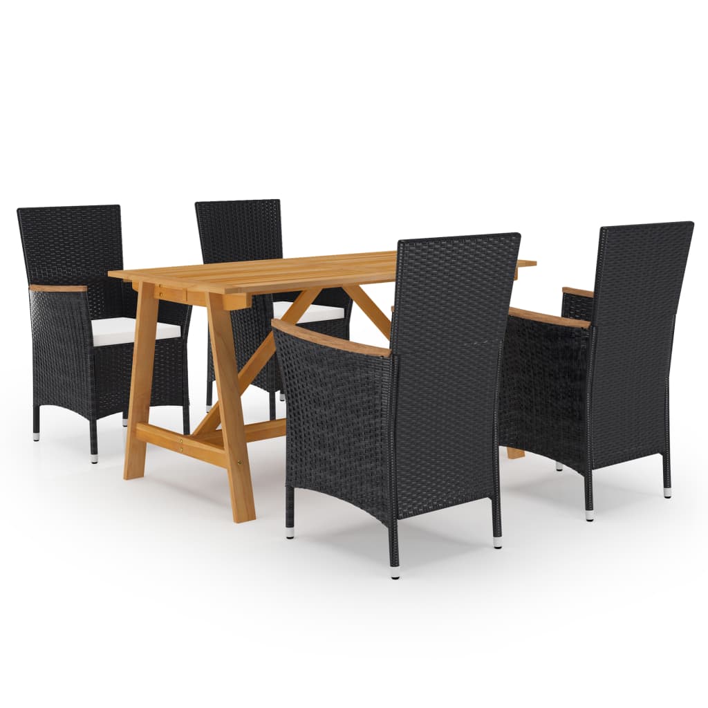 Set Mobili da Pranzo per Giardino 5 pz Nero - homemem39