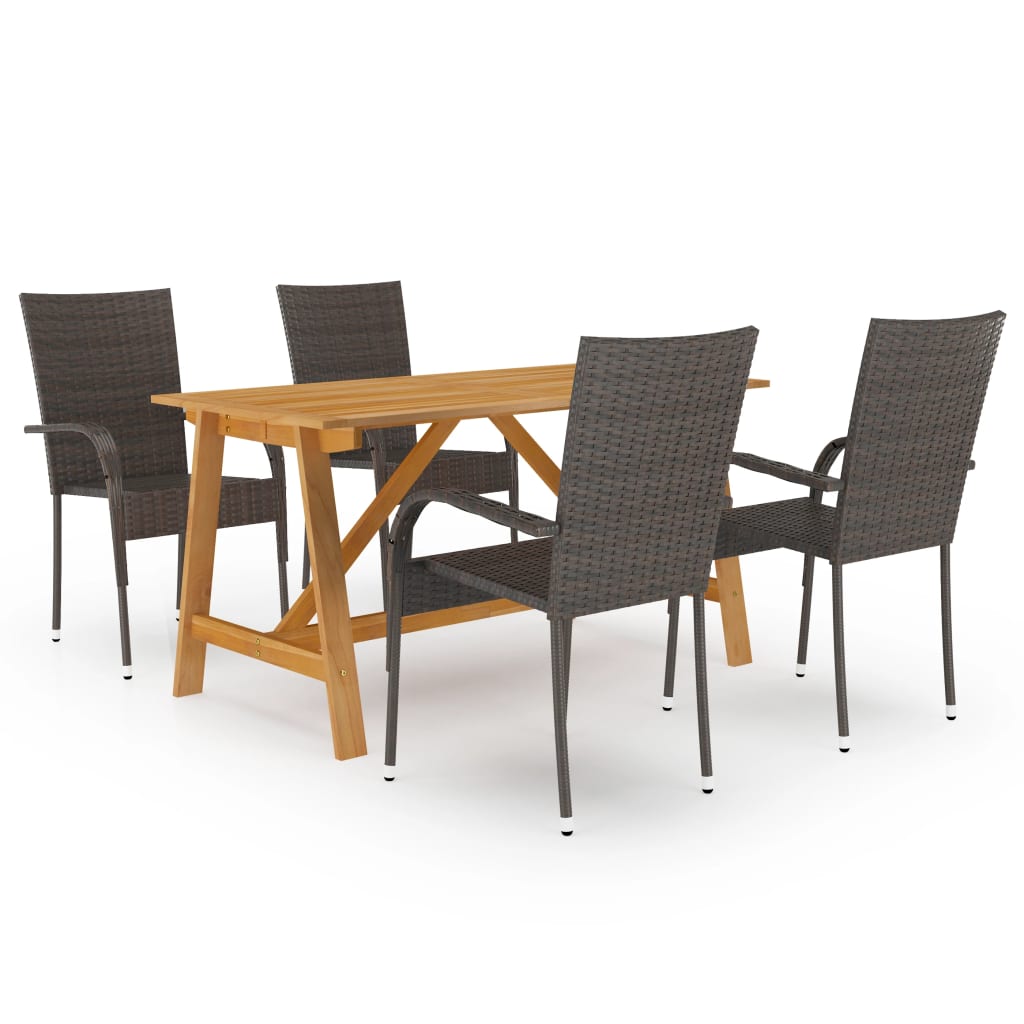 Set Mobili da Pranzo per Giardino 5 pz Marrone - homemem39