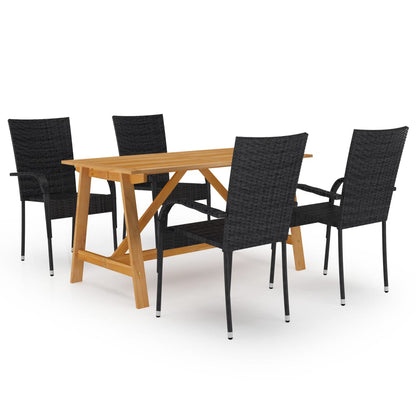 Set Mobili da Pranzo per Giardino 5 pz Nero - homemem39