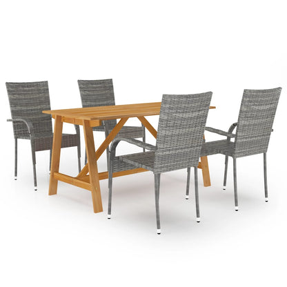 Set Mobili da Pranzo per Giardino 5 pz Grigio - homemem39