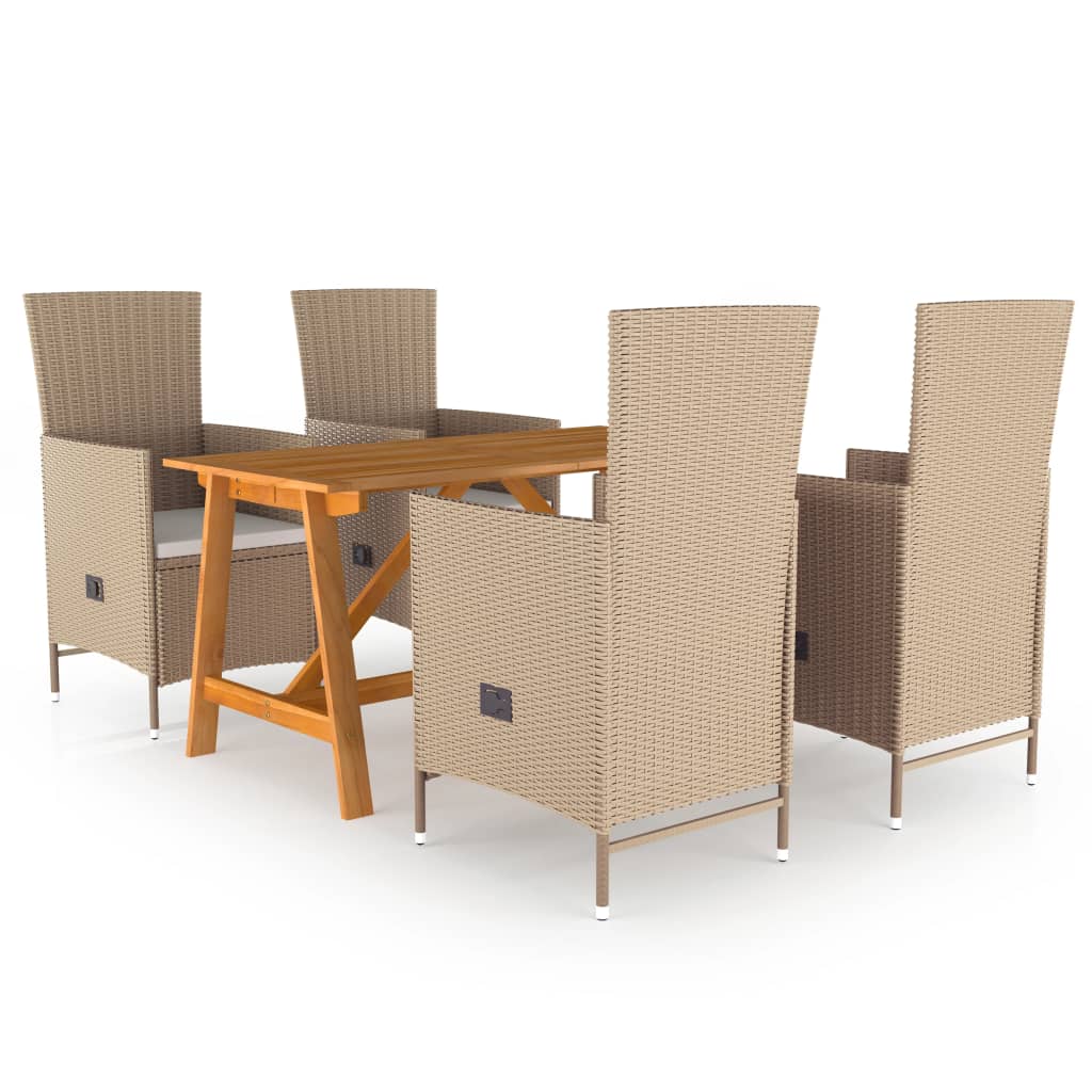 Set Mobili da Pranzo per Giardino 5 pz Beige - homemem39