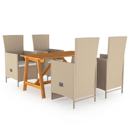 Set Mobili da Pranzo per Giardino 5 pz Beige - homemem39