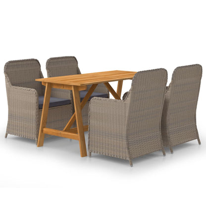 Set Mobili da Pranzo per Giardino 5 pz Marrone - homemem39