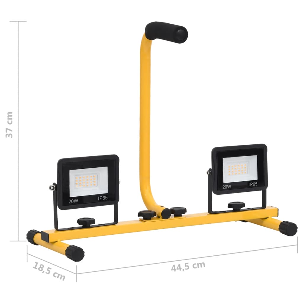 Faretto a LED con Maniglia 2x20 W Bianco Caldo - homemem39