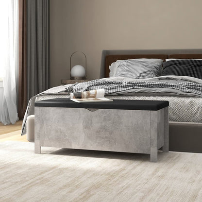 Cassapanca con Cuscino Grigio Cemento 105x40x45cm in Truciolato - homemem39