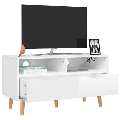 Mobile TV Bianco Lucido 90x40x48,5 cm in Truciolato - homemem39