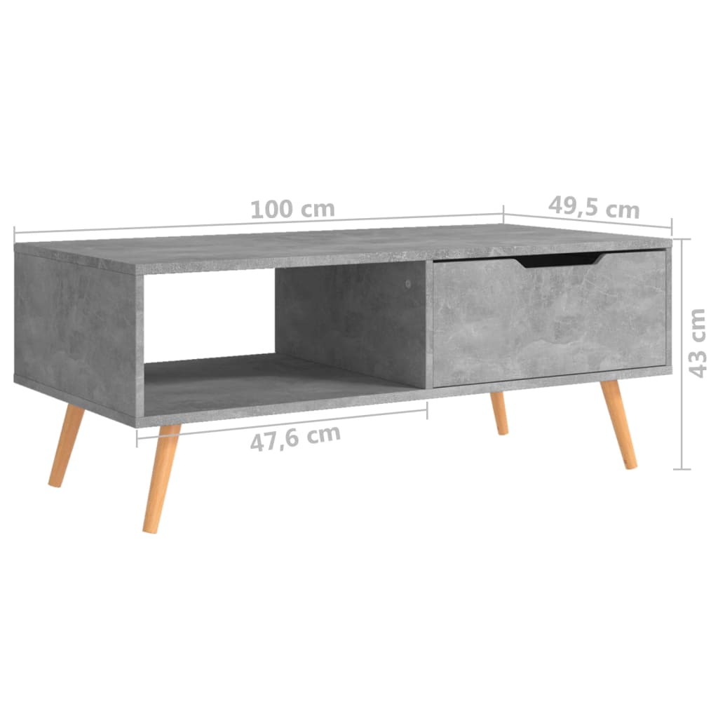 Tavolino da Caffè Grigio Cemento 100x49,5x43 cm in Truciolato - homemem39