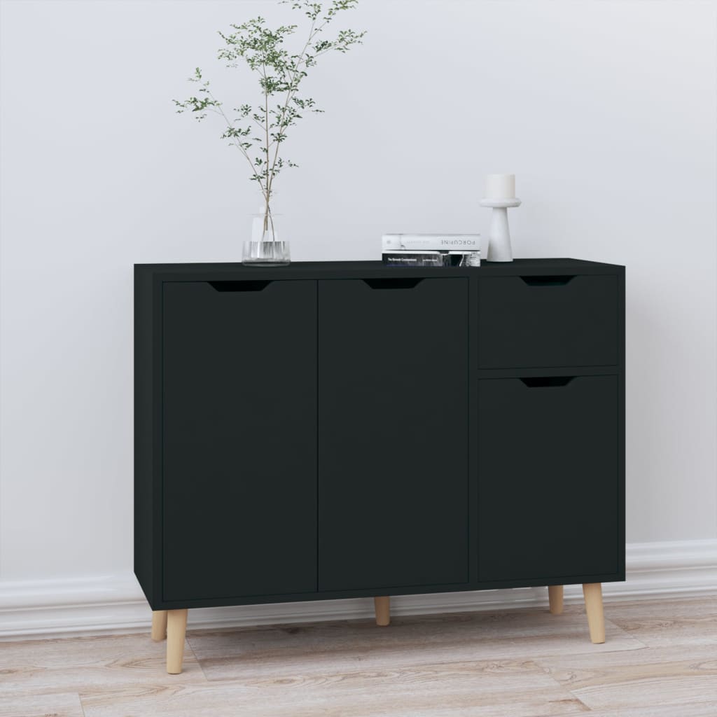 Credenza Nera 90x30x72 cm in Truciolato - homemem39