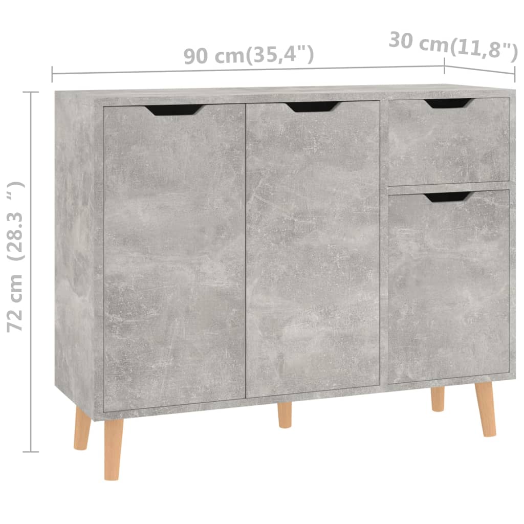 Credenza Grigio Cemento 90x30x72 cm in Truciolato - homemem39