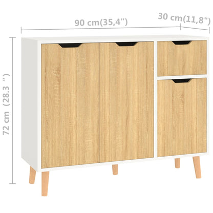 Credenza Bianca e Rovere Sonoma 90x30x72 cm in Truciolato - homemem39