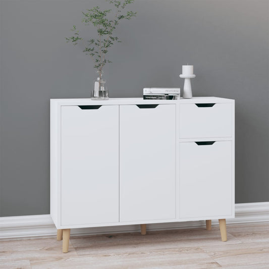 Credenza Bianco Lucido 90x30x72 cm in Legno Multistrato - homemem39