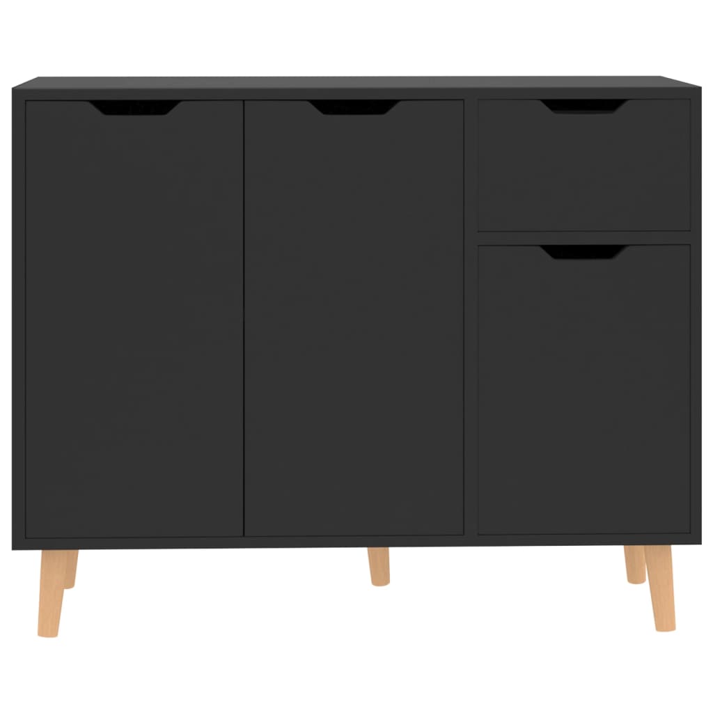 Credenza Nero Lucido 90x30x72 cm in Truciolato - homemem39