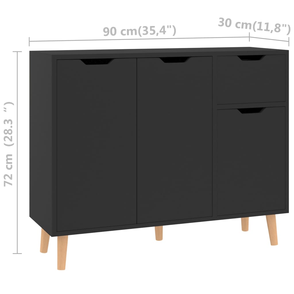 Credenza Nero Lucido 90x30x72 cm in Truciolato - homemem39