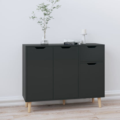 Credenza Nero Lucido 90x30x72 cm in Truciolato - homemem39