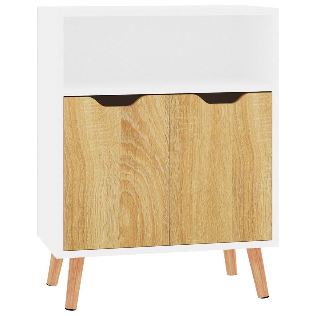 Credenza Bianca e Rovere Sonoma 60x30x72cm in Legno Multistrato - homemem39