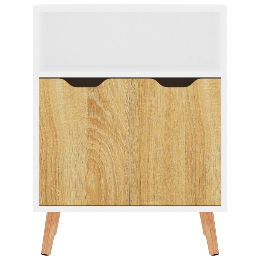 Credenza Bianca e Rovere Sonoma 60x30x72cm in Legno Multistrato - homemem39