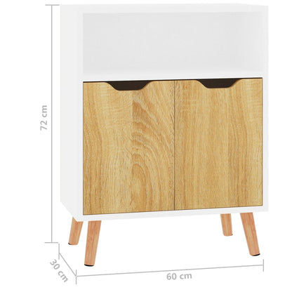 Credenza Bianca e Rovere Sonoma 60x30x72cm in Legno Multistrato - homemem39