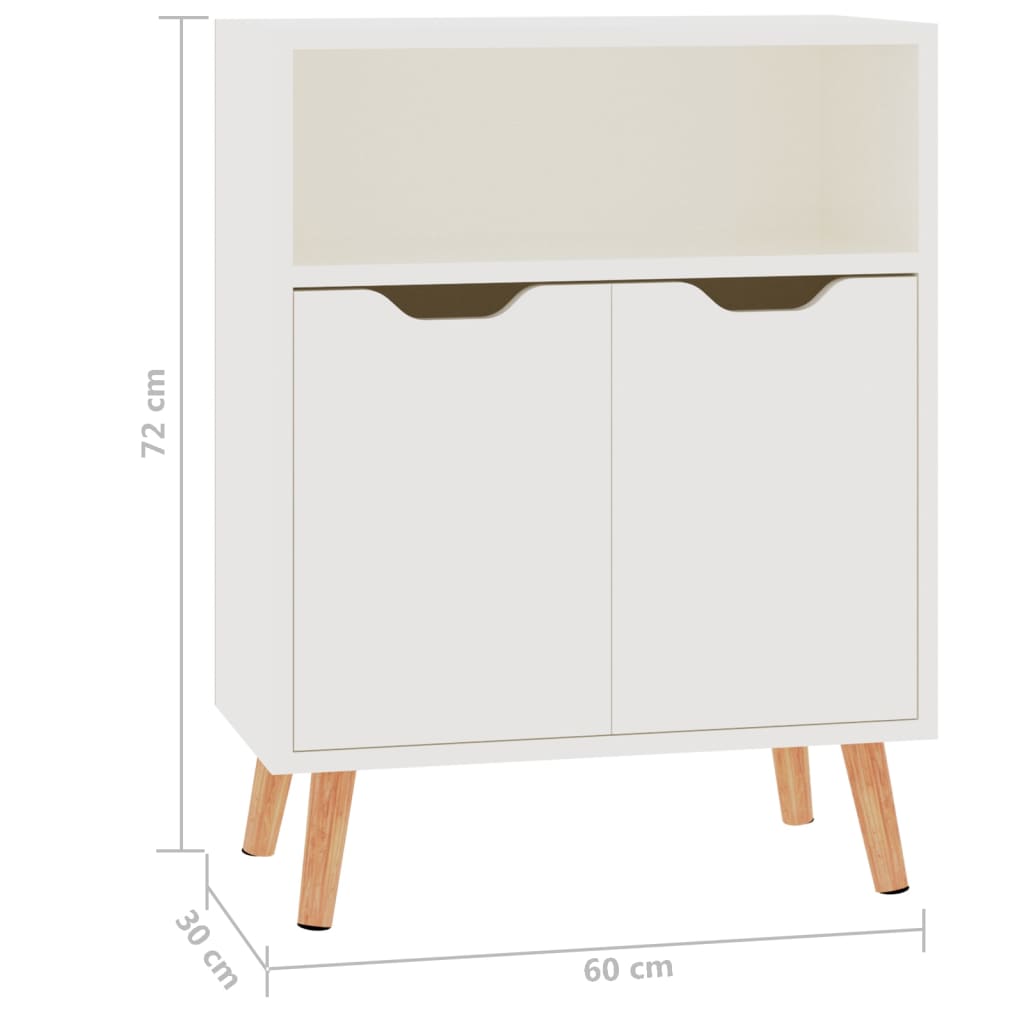 Credenza Bianco Lucido 60x30x72 cm in Truciolato - homemem39