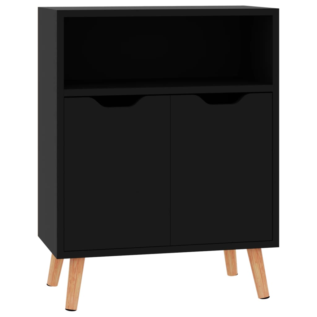 Credenza Nero Lucido 60x30x72 cm in Truciolato - homemem39