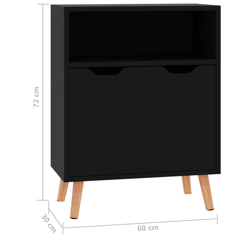 Credenza Nero Lucido 60x30x72 cm in Truciolato - homemem39