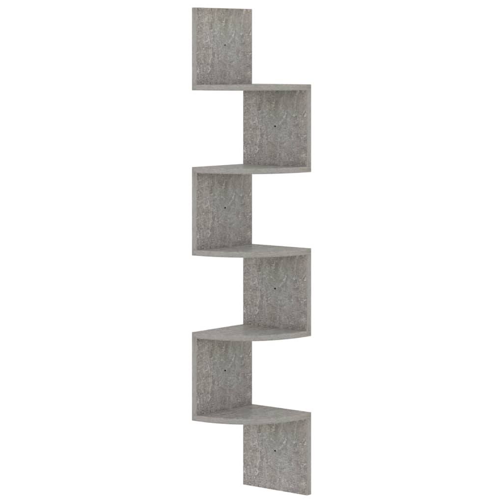 Scaffale Angolare a Muro Grigio Cemento 19x19x123 cm Truciolato - homemem39