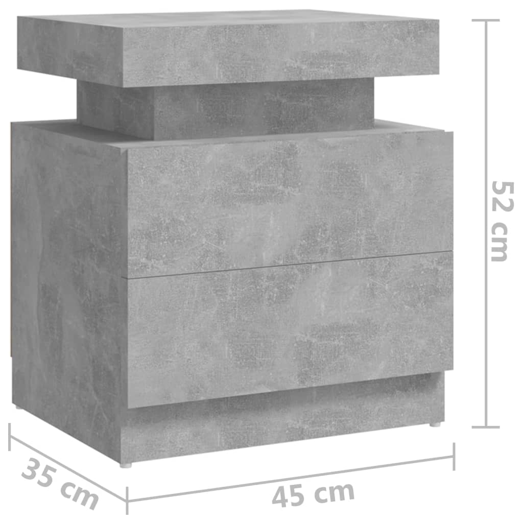 Comodino Grigio Cemento 45x35x52 cm in Legno Multistrato - homemem39