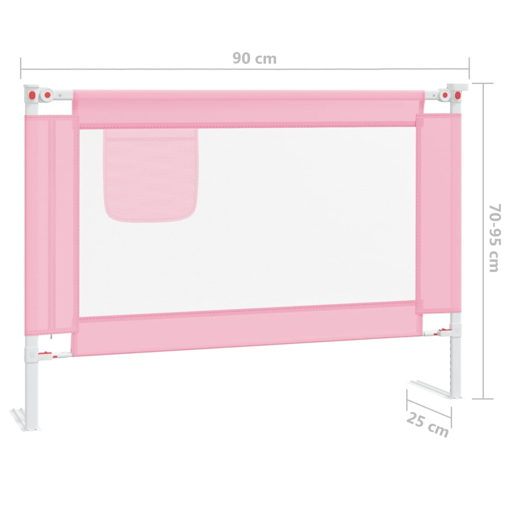 Sponda Letto di Sicurezza per Bambini Rosa 90x25 cm in Tessuto - homemem39