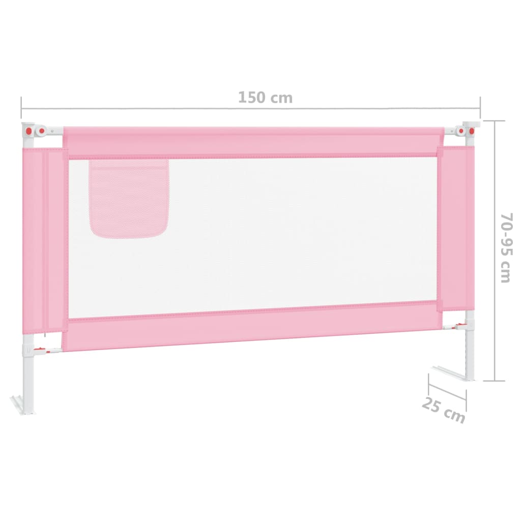 Sponda Letto di Sicurezza per Bambini Rosa 150x25 cm in Tessuto - homemem39