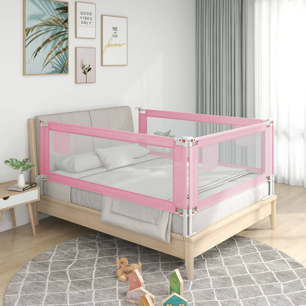 Sponda Letto di Sicurezza per Bambini Rosa 150x25 cm in Tessuto - homemem39