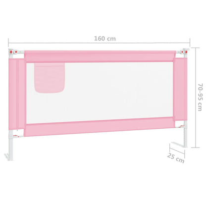 Sponda Letto di Sicurezza per Bambini Rosa 160x25 cm in Tessuto - homemem39