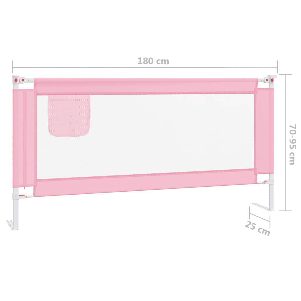 Sponda Letto di Sicurezza per Bambini Rosa 180x25 cm in Tessuto - homemem39