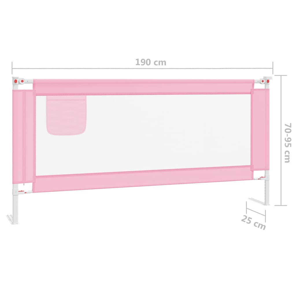 Sponda Letto di Sicurezza per Bambini Rosa 190x25 cm in Tessuto - homemem39