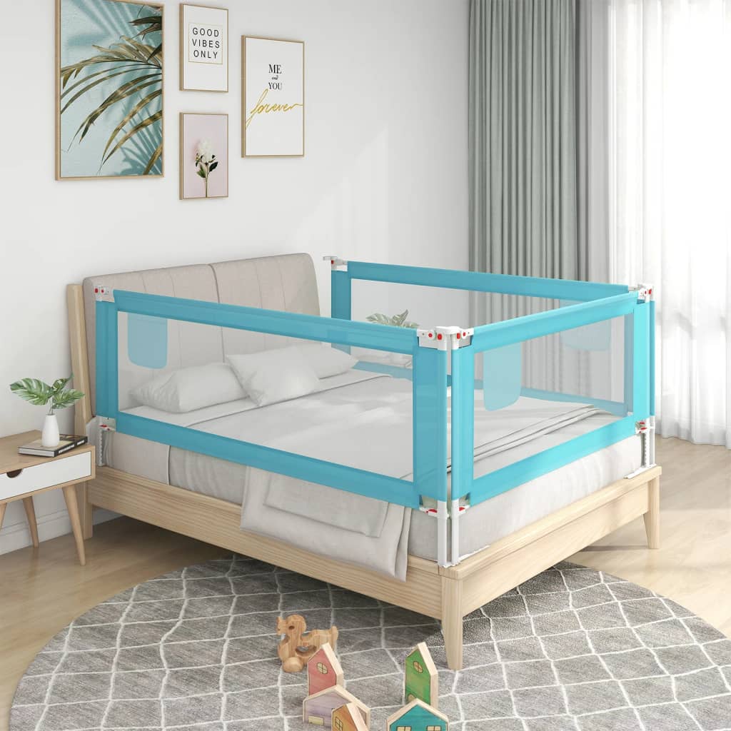 Sponda Letto di Sicurezza per Bambini Blu 140x25 cm in Tessuto - homemem39