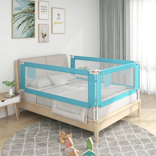 Sponda Letto di Sicurezza per Bambini Blu 150x25 cm in Tessuto - homemem39