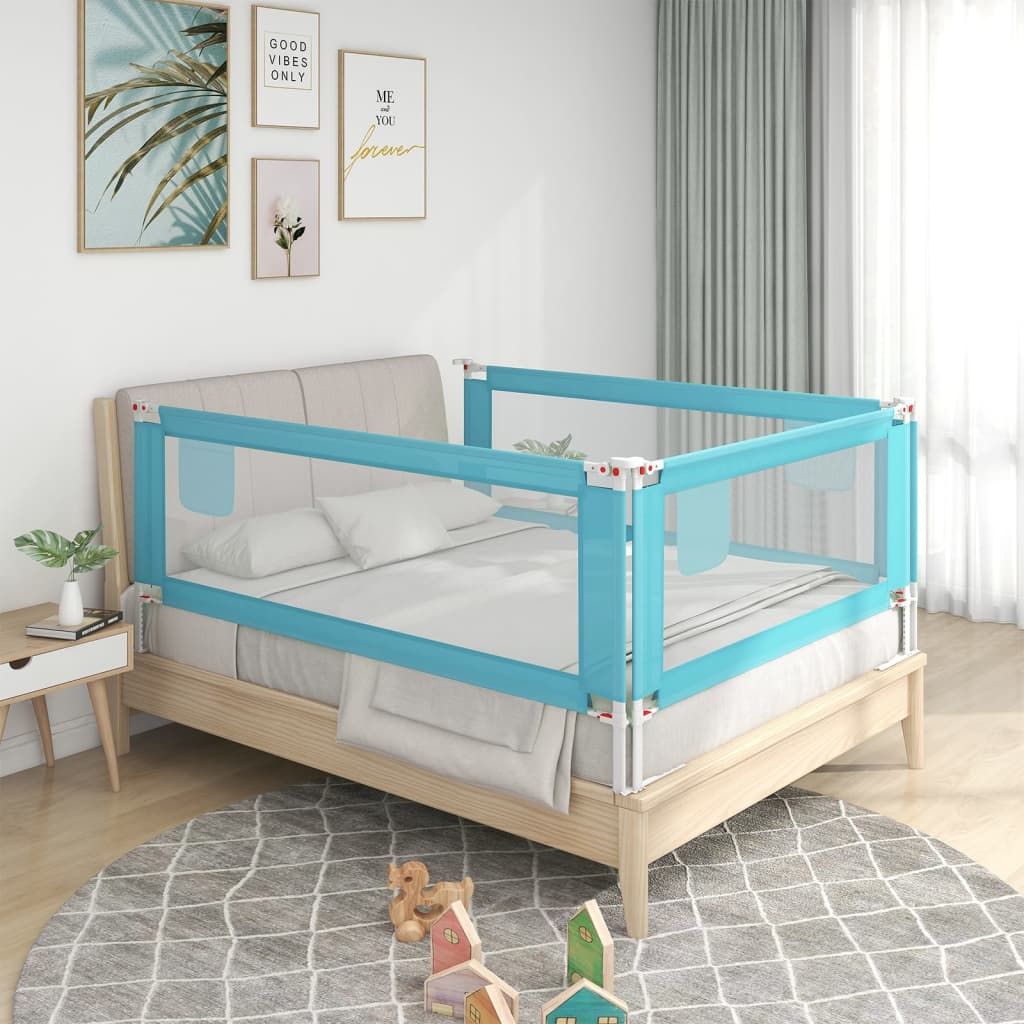 Sponda Letto di Sicurezza per Bambini Blu 190x25 cm in Tessuto - homemem39