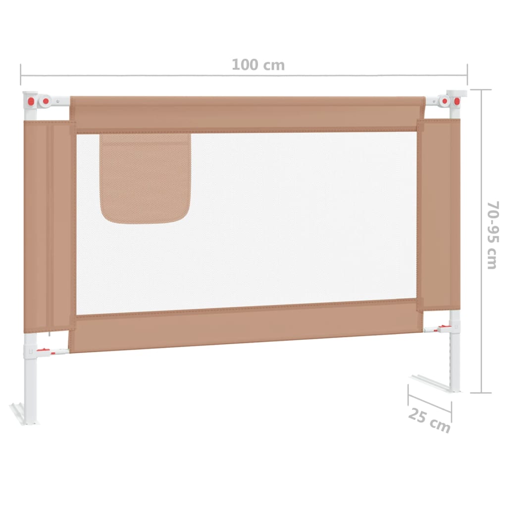 Sponda Letto di Sicurezza per Bambini Tortora 100x25 cm Tessuto - homemem39