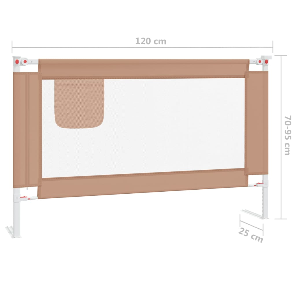 Sponda Letto di Sicurezza per Bambini Tortora 120x25 cm Tessuto - homemem39