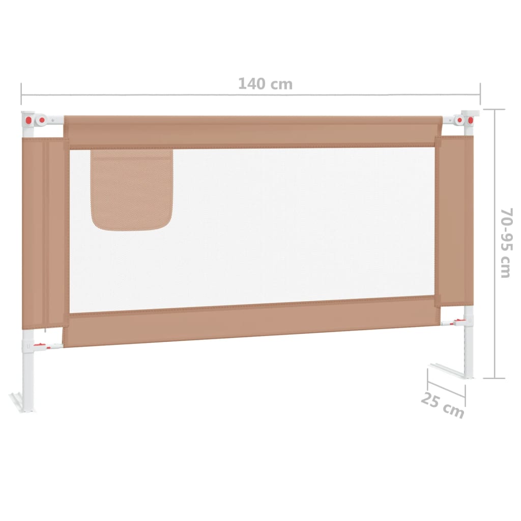 Sponda Letto di Sicurezza per Bambini Tortora 140x25 cm Tessuto - homemem39