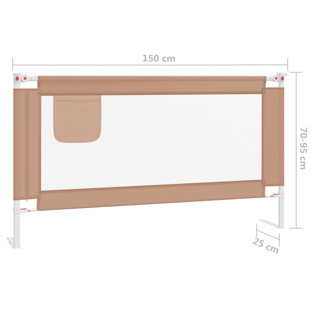 Sponda Letto di Sicurezza per Bambini Tortora 150x25 cm Tessuto - homemem39