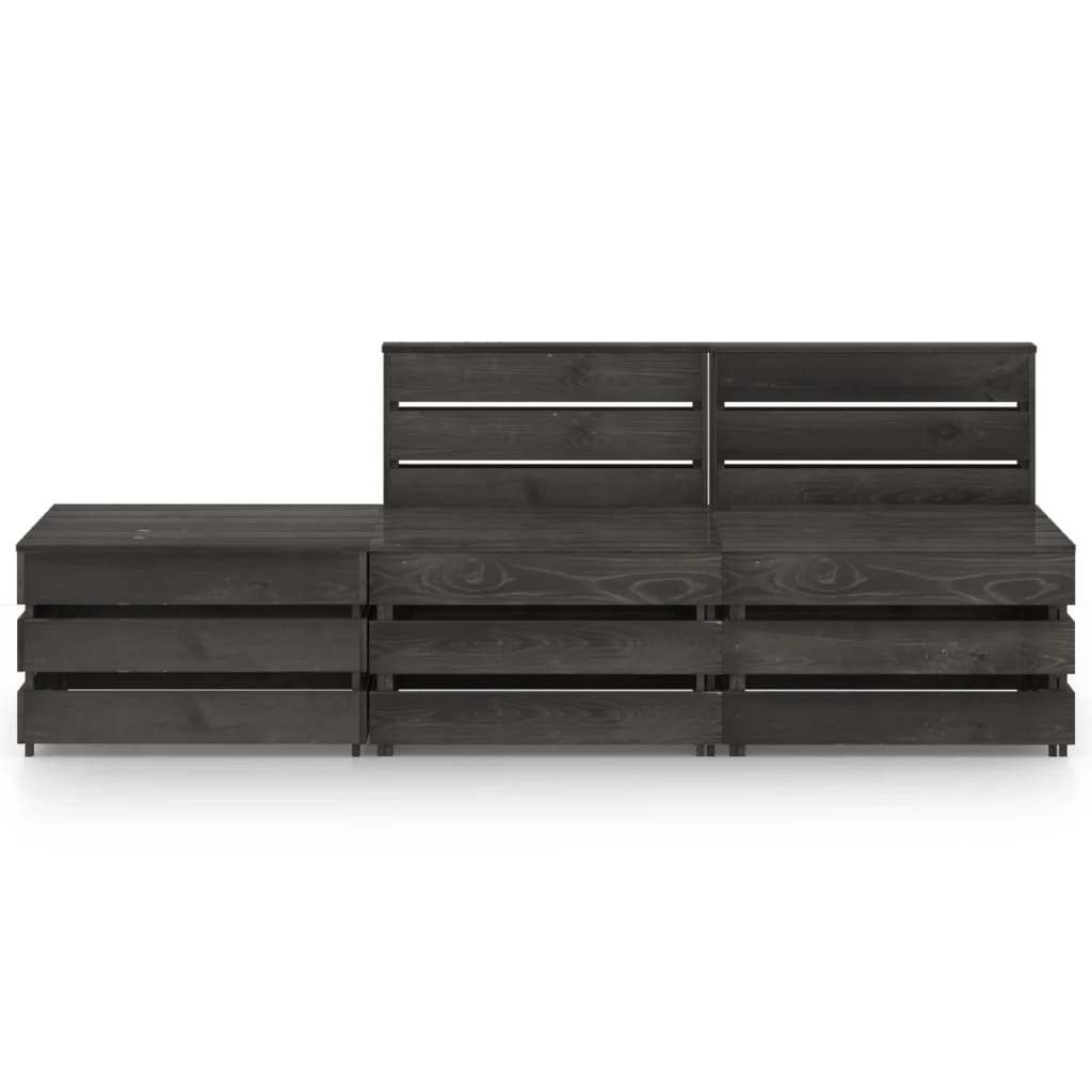 Set Divani da Giardino 3 pz in Legno di Pino Impregnato Grigio - homemem39