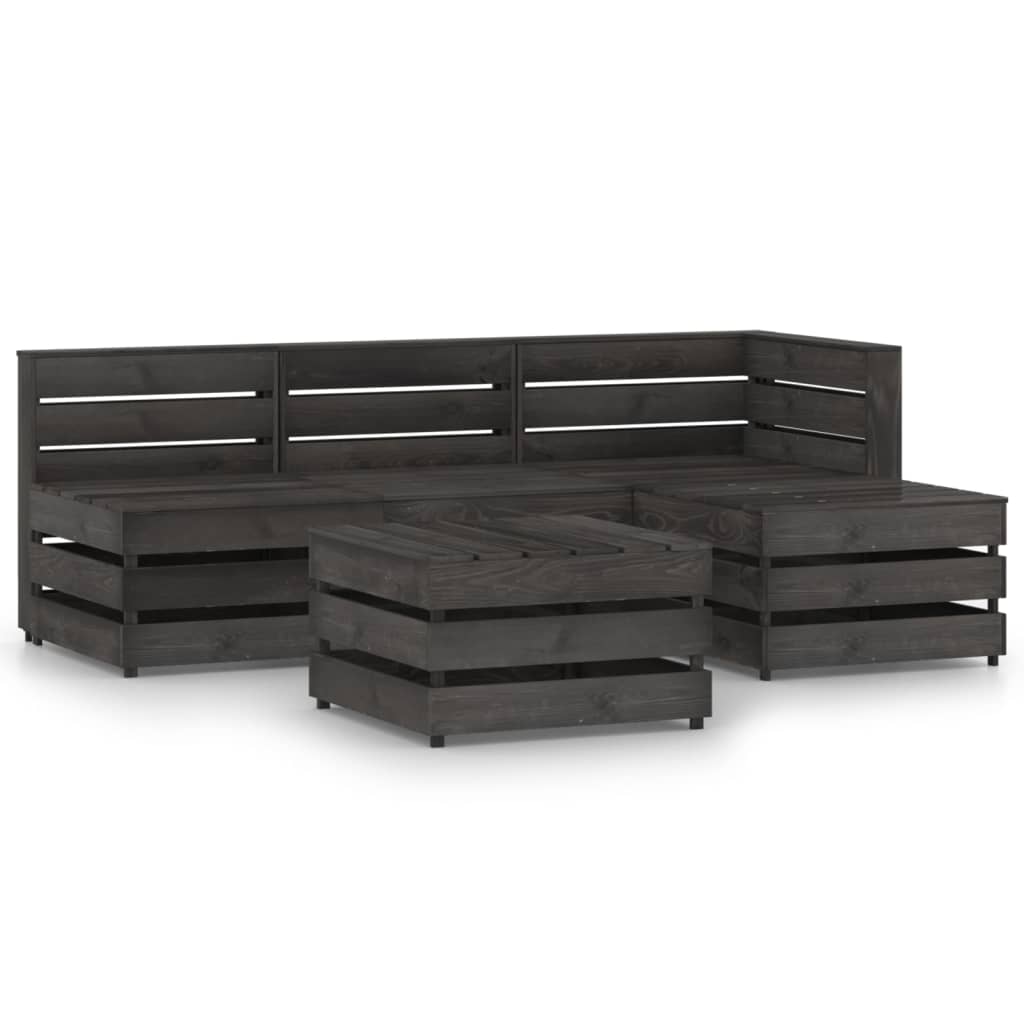 Set Divani da Giardino 5 pz in Legno di Pino Impregnato Grigio - homemem39