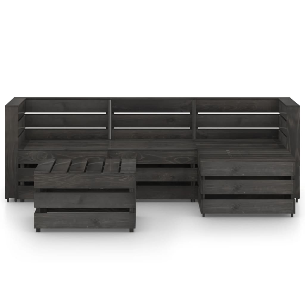 Set Divani da Giardino 5 pz in Legno di Pino Impregnato Grigio - homemem39