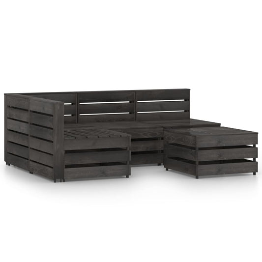 Set Divani da Giardino 5 pz in Legno di Pino Impregnato Grigio - homemem39