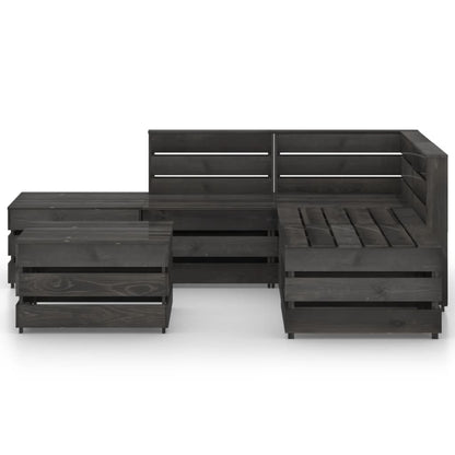 Set Divani da Giardino 6 pz in Legno di Pino Impregnato Grigio - homemem39