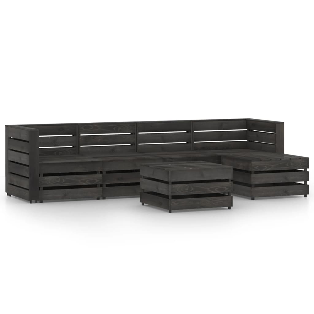 Set Divani da Giardino 6 pz in Legno di Pino Impregnato Grigio - homemem39