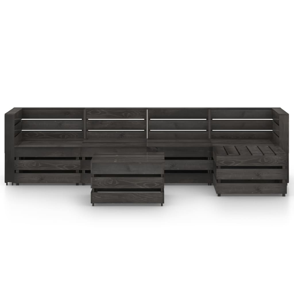 Set Divani da Giardino 6 pz in Legno di Pino Impregnato Grigio - homemem39