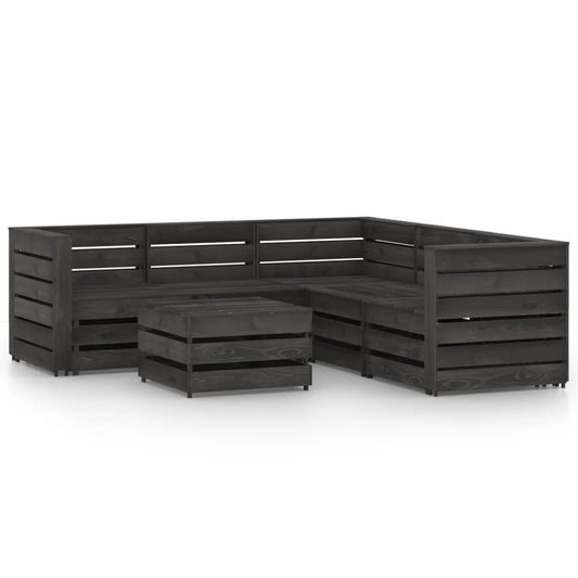 Set Divani da Giardino 6 pz in Legno di Pino Impregnato Grigio - homemem39