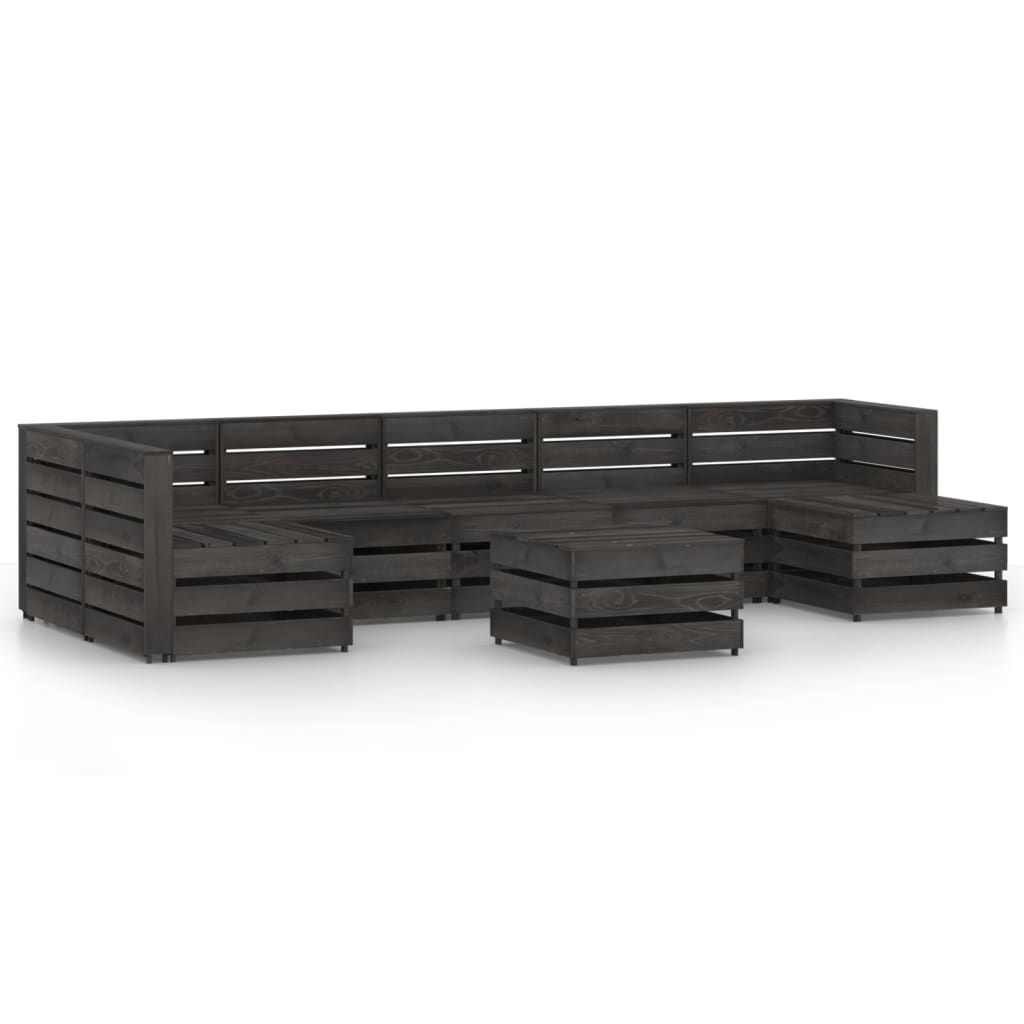 Set Divani da Giardino 8 pz in Legno di Pino Impregnato Grigio - homemem39