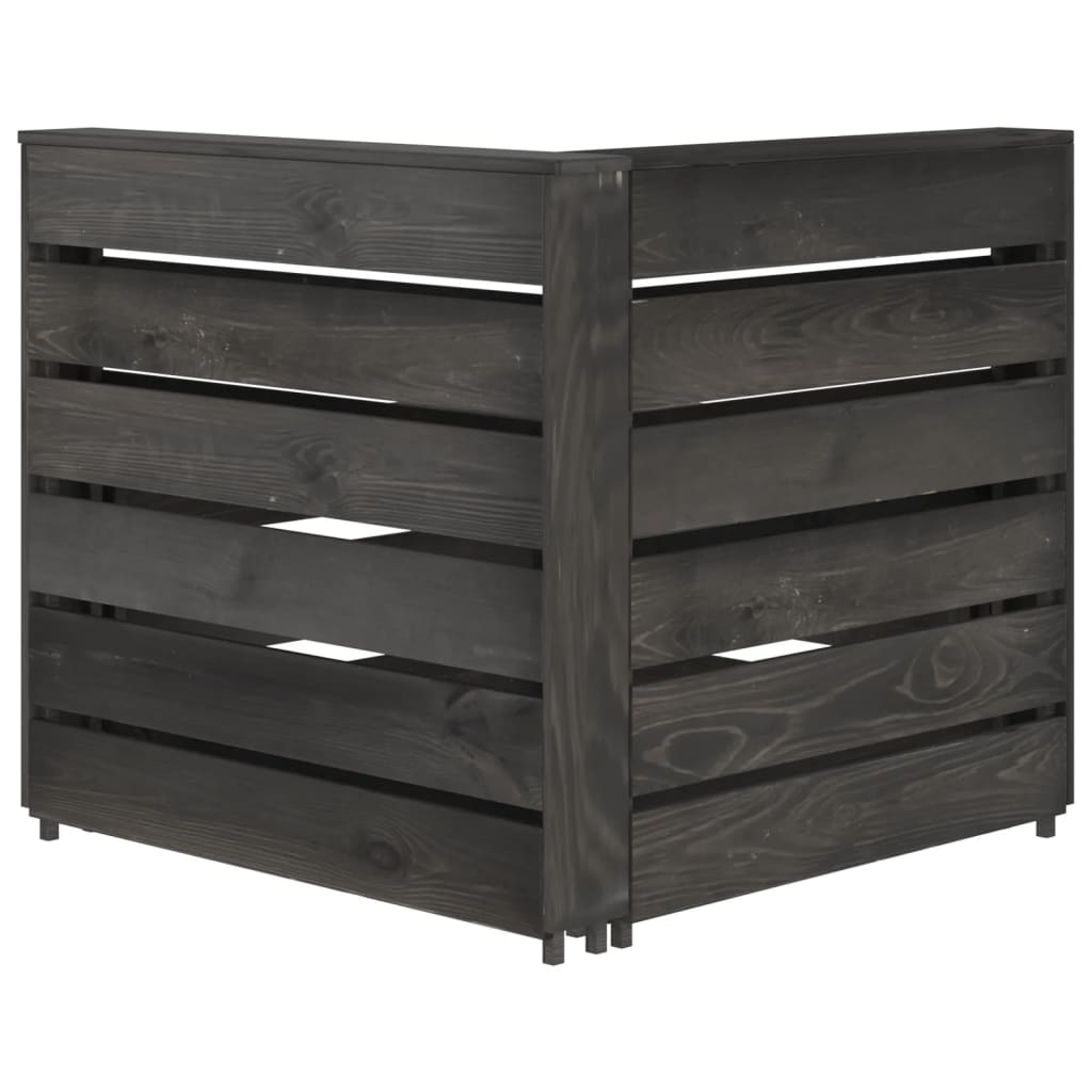 Set Divani da Giardino 10 pz in Legno di Pino Impregnato Grigio - homemem39